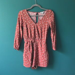 Burnt Orange Floral Print Romper